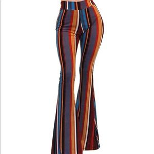 Boho Solid Hippie Wide Leg Flared Bell Bottom Pants